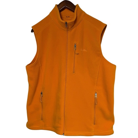 L.L. Bean Other - LL Bean Mens Polartec Fleece Vest XL Orange Full Zip Sleeveless Jacket 284628